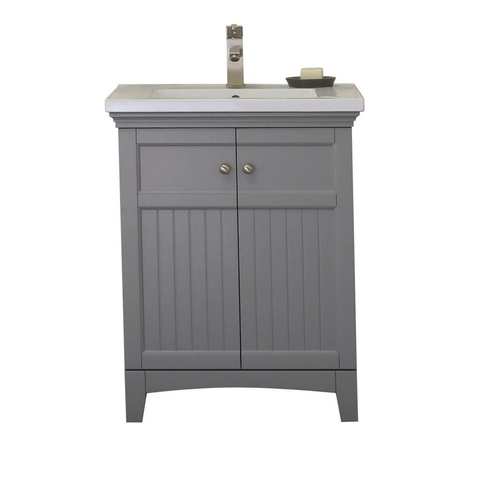 24 In Vanity Gray With 1 5 Porcelain Top White Basin Wlf7016 G