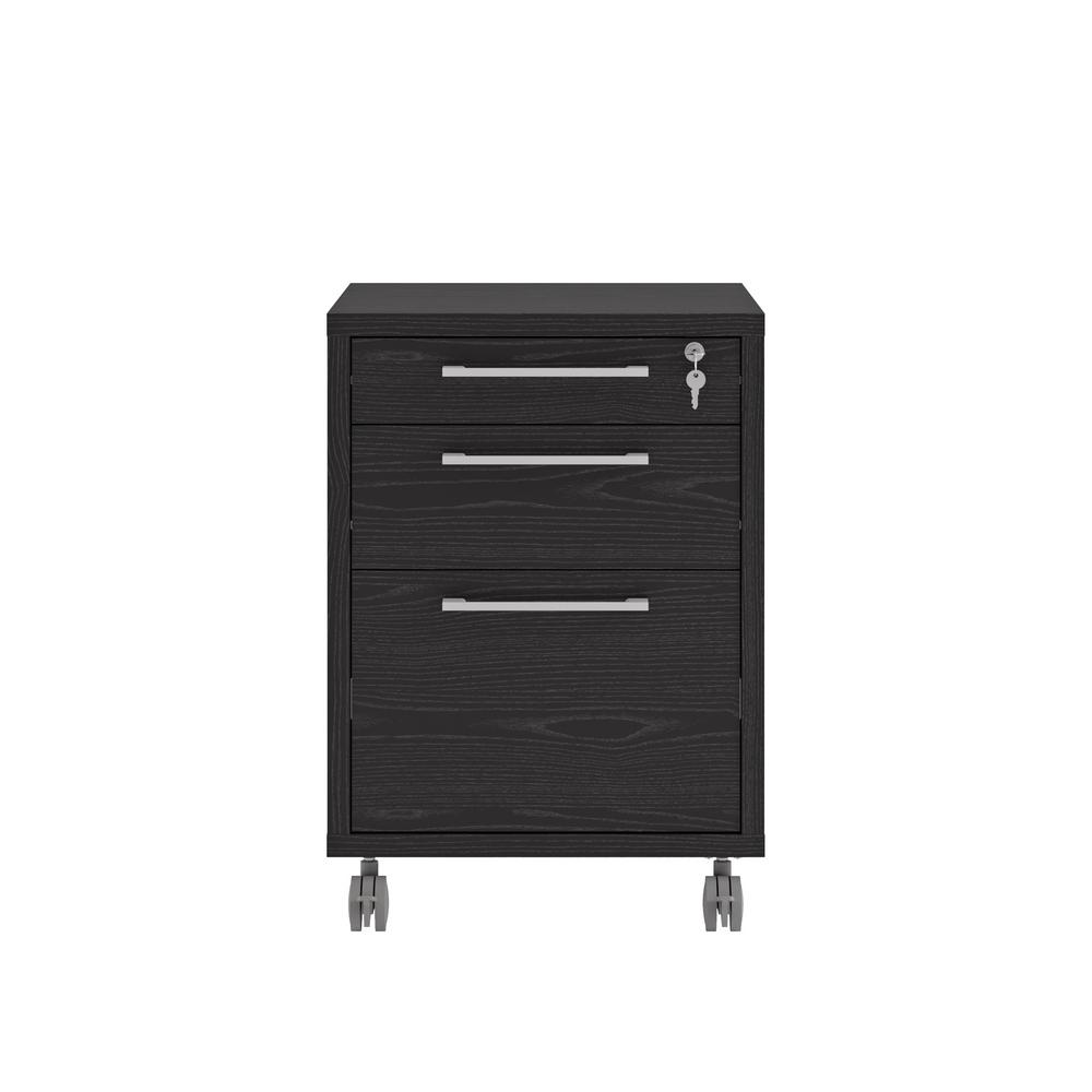 Tvilum Pierce Black Woodgrain 3 Drawer Mobile File Cabinet 8041861 The Home Depot