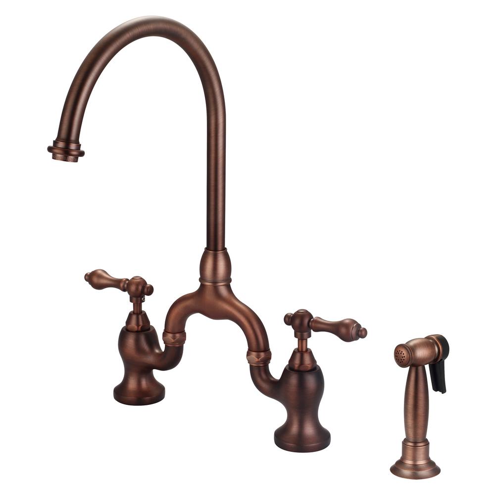 Barclay Products Carlton Two Handle Bridge Kitchen Faucet with Button ...