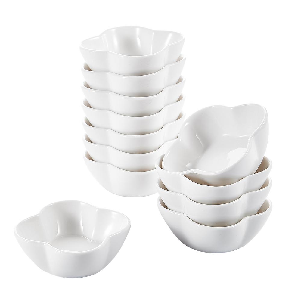 MALACASA 3 in. White Porcelain Ramekins Serving Bowls for Creme Brulee
