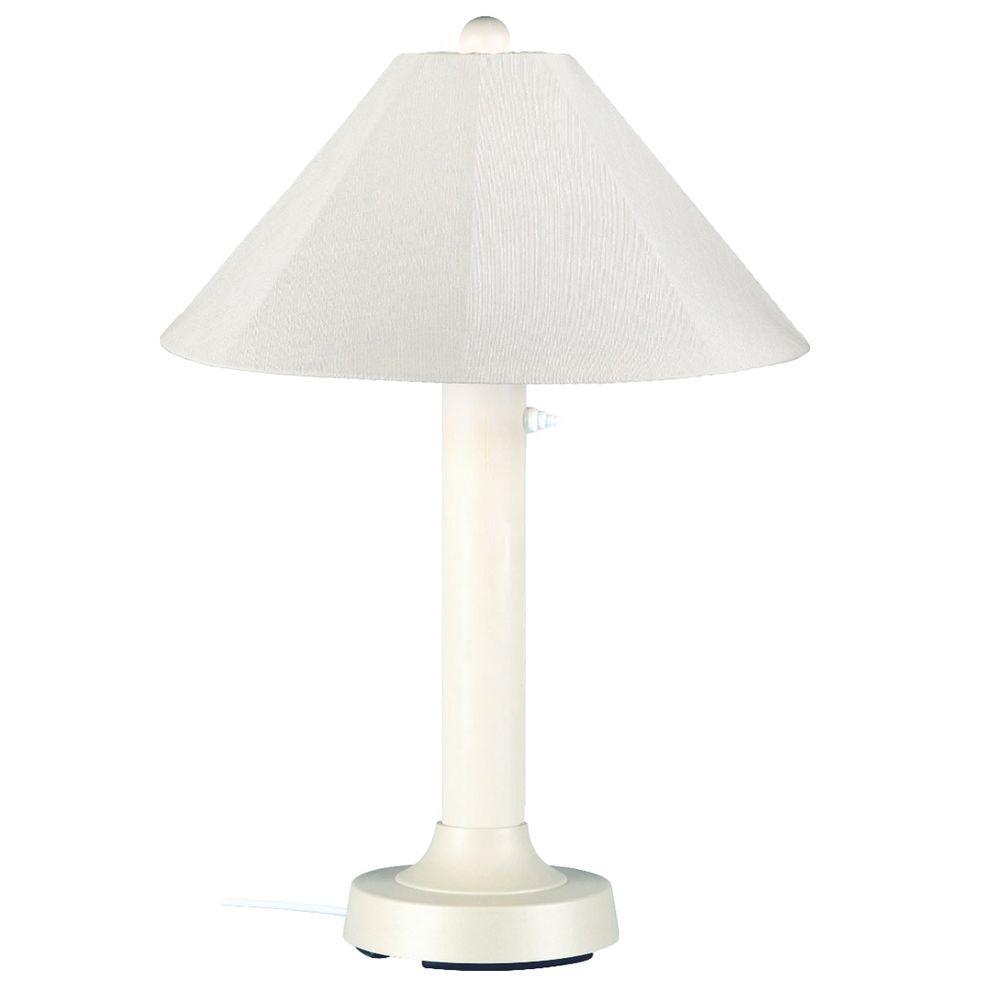Patio Living Concepts Seaside 34 in. Outdoor White Table Lamp with Natural Linen Shade25611