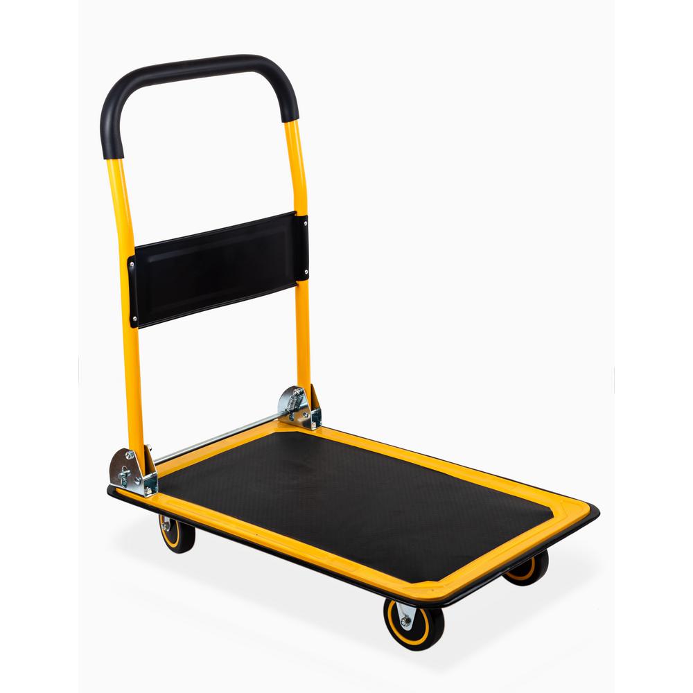 MaxxHaul 35.85 in. x 24 in. x 34.25 in. 660 lbs. Weight Capacity Foldable Platform Truck Push Dolly with Swivel Wheels - Steel