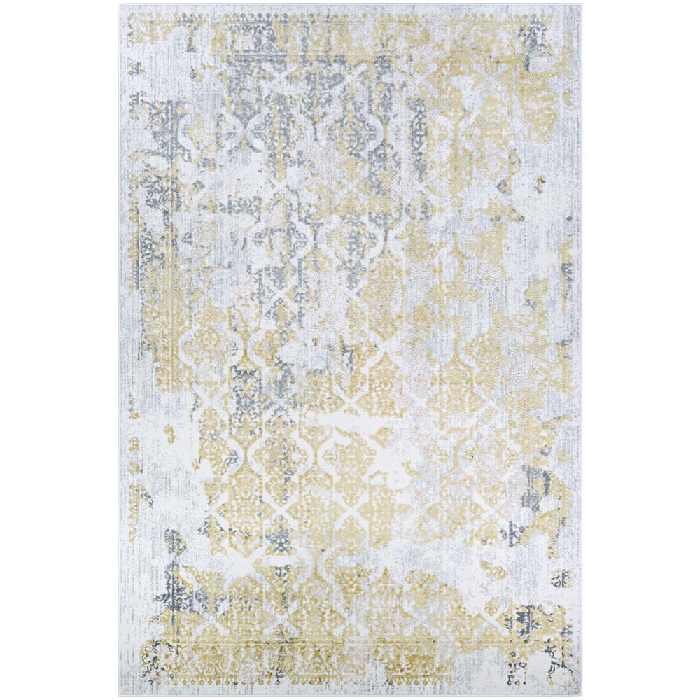 Couristan Calinda Grand Damask Gold-Silver-Ivory 7 ft. x 10 ft. Area Rug-51790747066096T - The ...