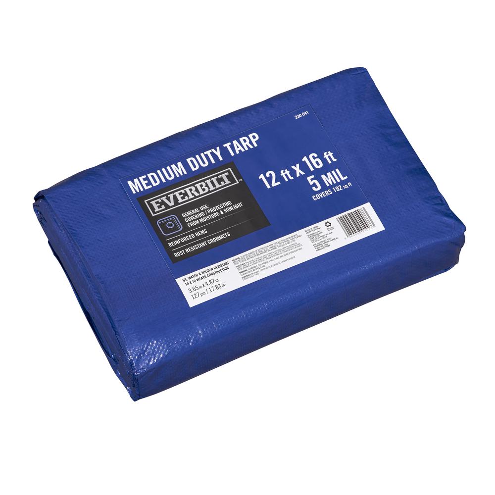 Everbilt 12 ft. x 16 ft. Blue Medium Duty Tarp-KSGP1216 - The Home Depot