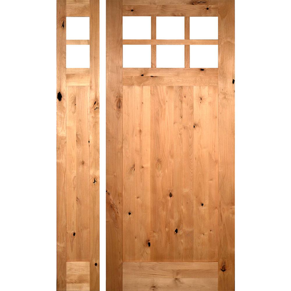 Krosswood Doors 50 in. x 96 in. Craftsman Alder 1 Panel 6Lite Clear