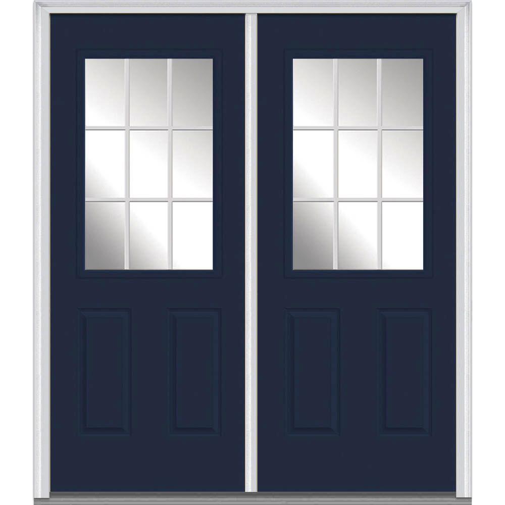 1 Panel Front Doors Exterior The Home Depot 60 In X 80 White Internal Grilles Left Hand Inswing 1