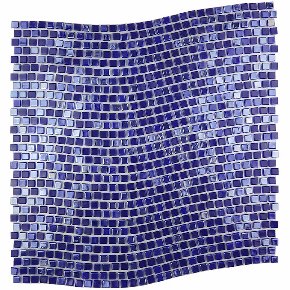 Blue Mosaic 0 25 In X Iridescent Gl Mesh Mounted Decorative Bathroom Wall And Floor Tile 1 Sq Ft