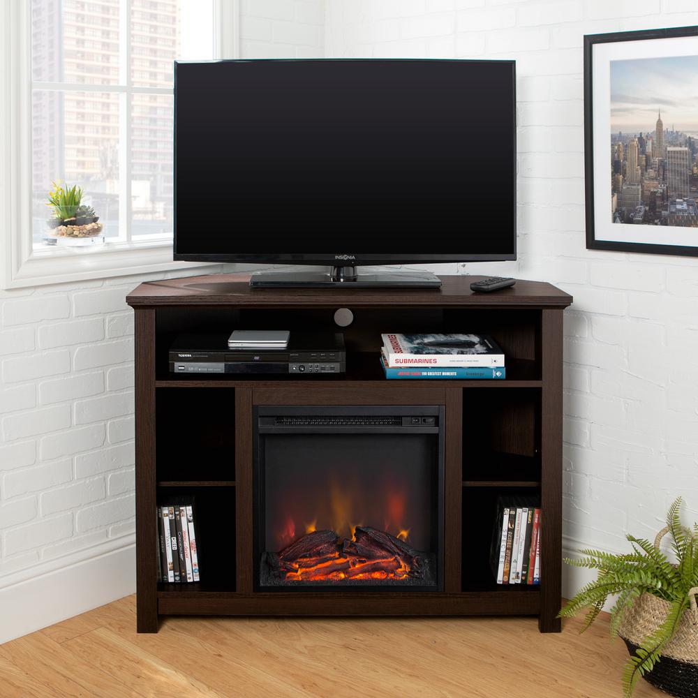 Walker Edison Furniture Company Highboy Espresso Fire Place