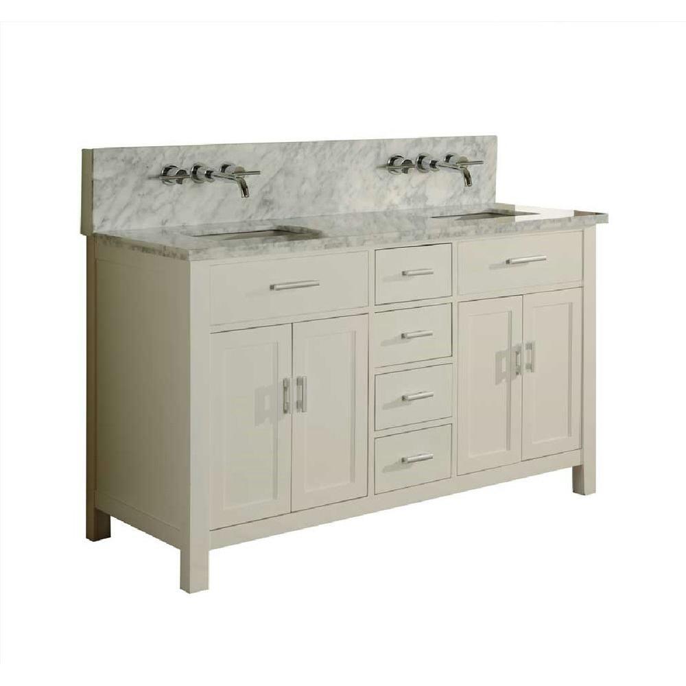 Direct Vanity Sink Hutton Spa Premium 63 In Double Pearl White With Marble Top Carrara