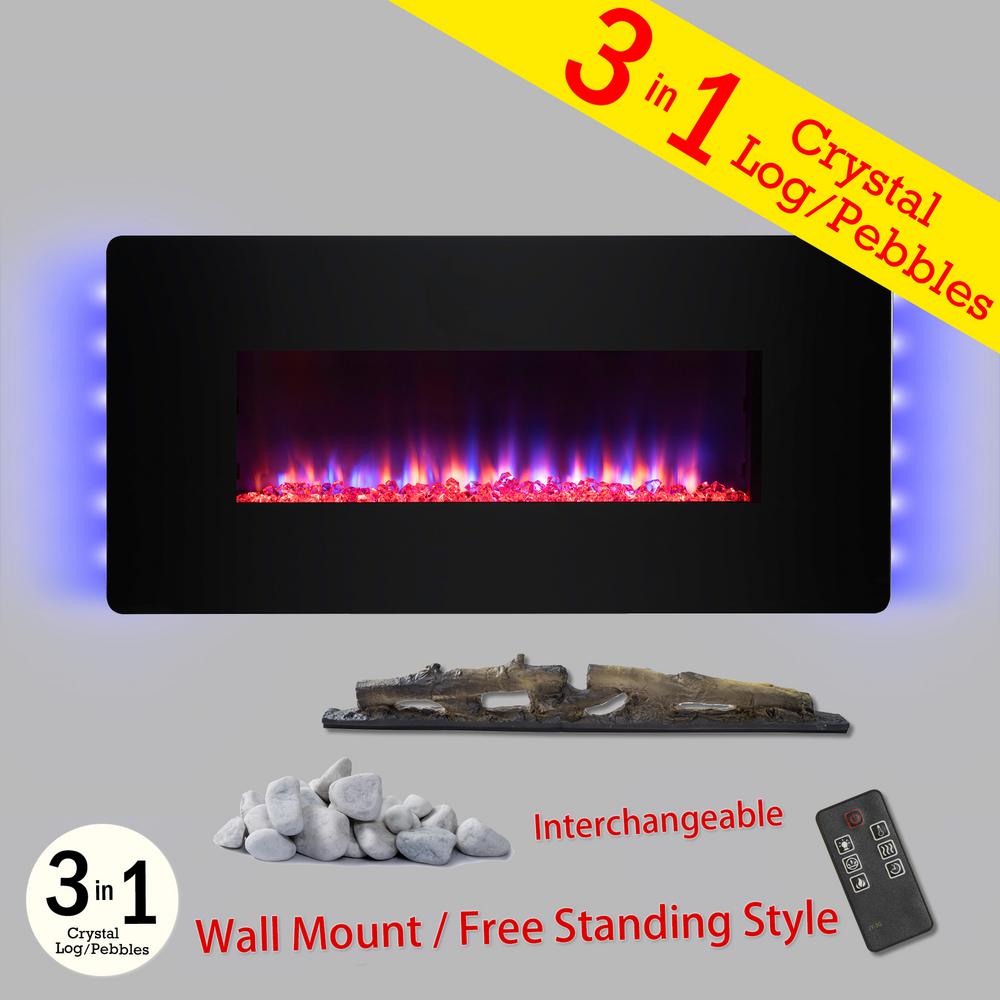 Electric Fireplace 4777 Adjule Thermostat The Home Depot 36 In Wall Mount Freestanding Convertible Electric Fireplace