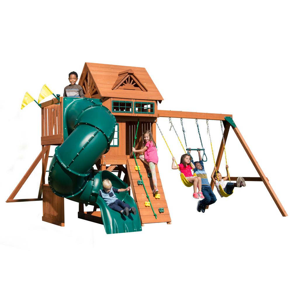 SwingNSlide Playsets Installed Sky Tower Turb Wood Complete Swing Set