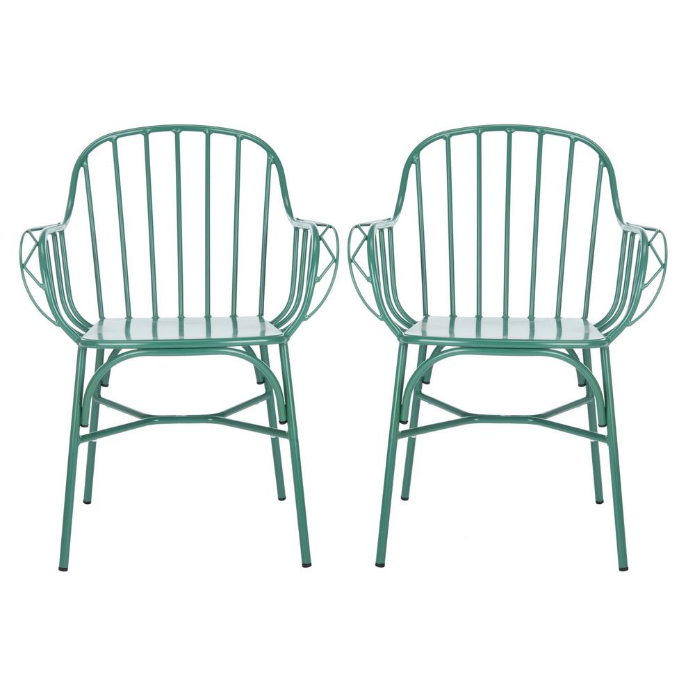 Safavieh Tucker Matte White Stackable Metal Outdoor Dining Chair (2Pack) PAT3003ASET2 The