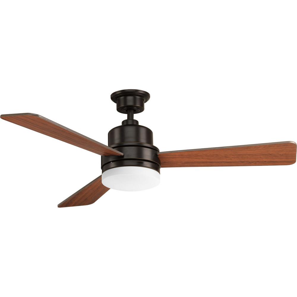 Progress Lighting Trevina Collection 52 in. LED Indoor Antique Bronze Ceiling Fan with Light Kit