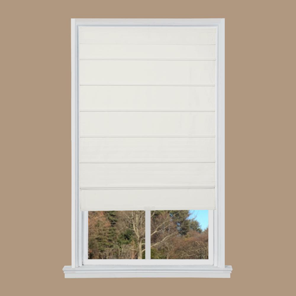 White Cotton Canvas Cordless Roman Shade 31 in. W x 64 in. LNKCA3164