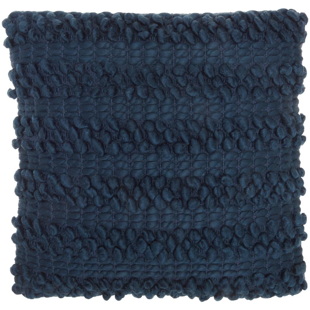 Mina Victory Life Styles Navy 17 in. x17 in. Square Farmhouse Textured ...