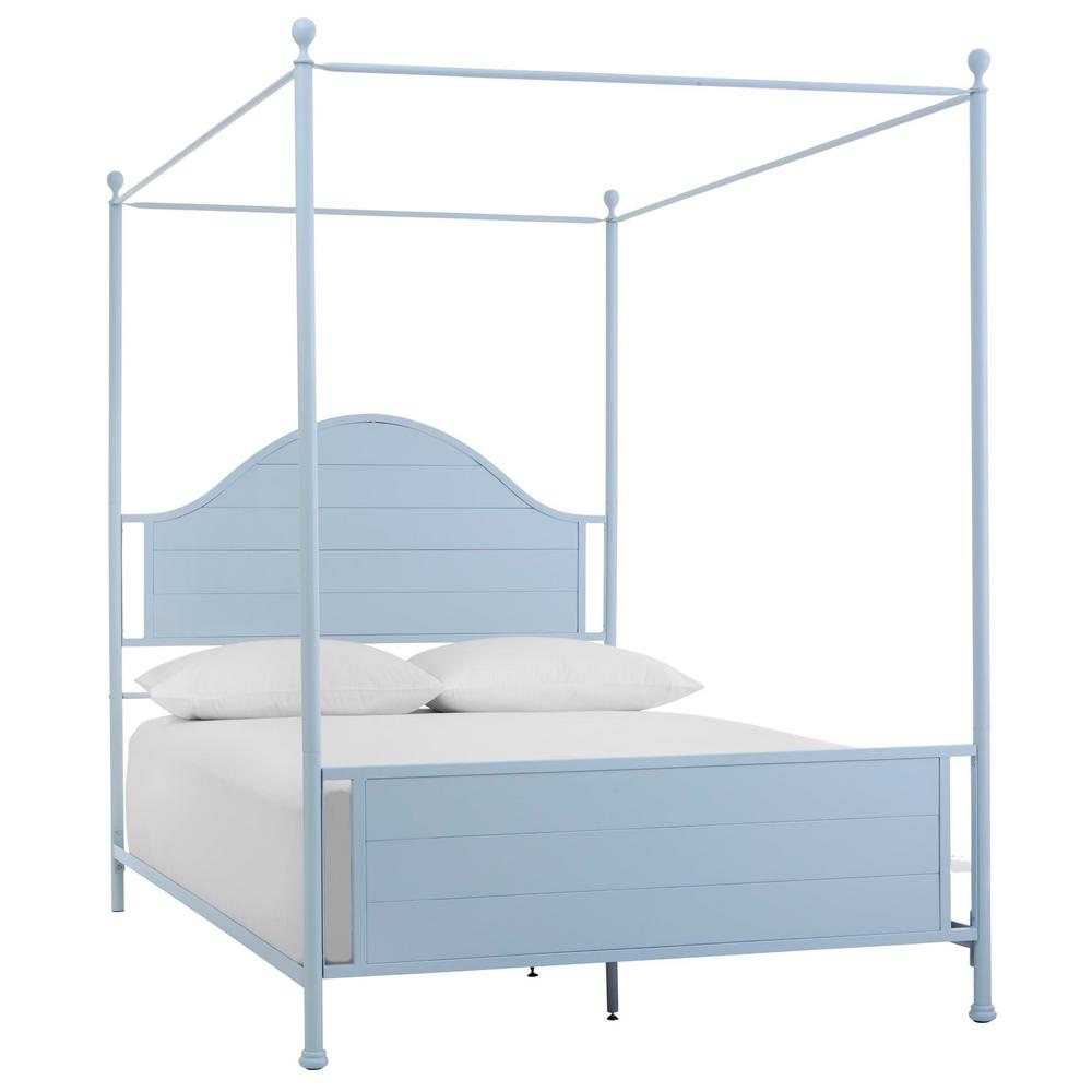Home Decorators Collection Corlyn Raindrop Blue Metal Queen Canopy Bed With Curved Headboard 62 In W X 84 25 H 2448bqrr The Depot Home Decorators Collection Corlyn, Naples White Queen Canopy Bed