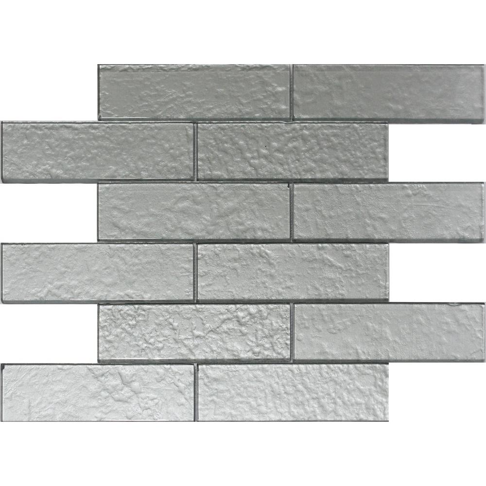Cartagena Mettalic Subway 2 X 6 Silver 12 In 14 75 6mm Cartagena Mettalic Subway 2 X 6 Silver 12 In 14 75 6mm Gl Mosaic Tile Vt046jc1255 The Home Depot