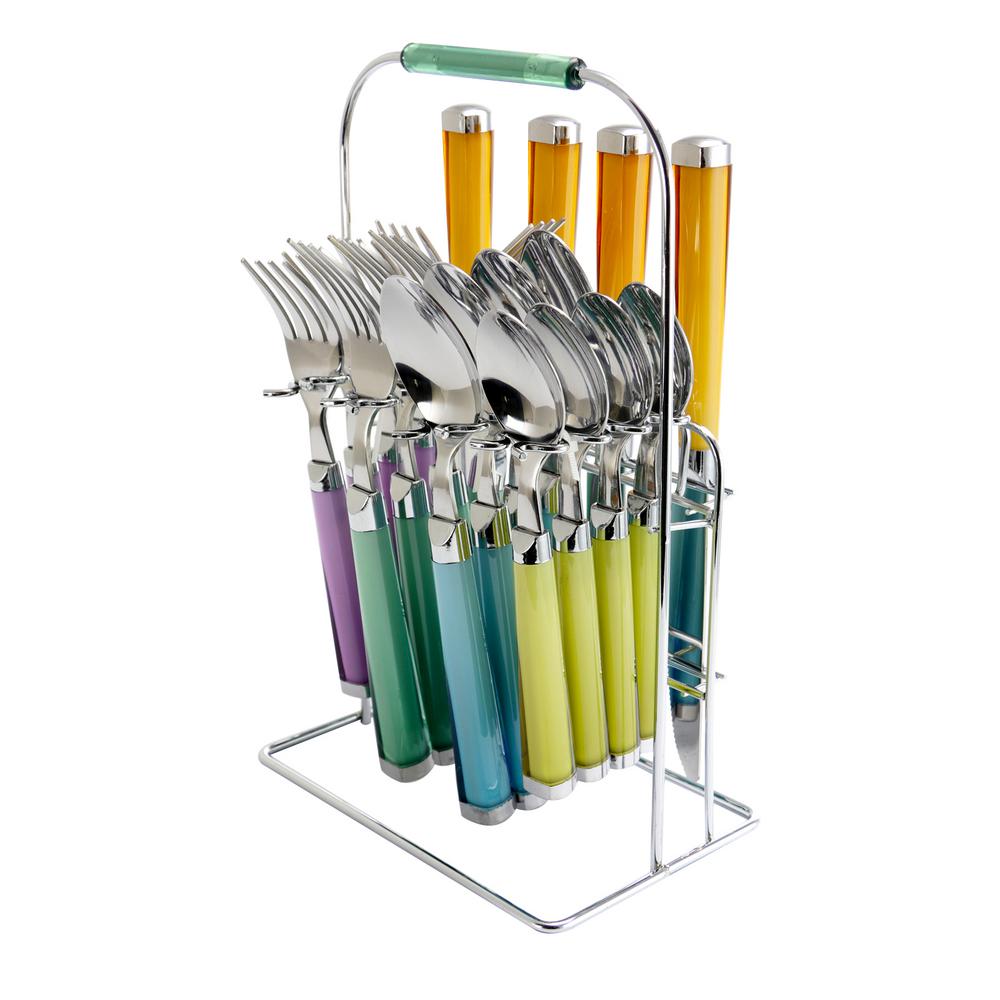 Gibson Home Pastel Extravaganza 20Piece Assorted Colors Stainless