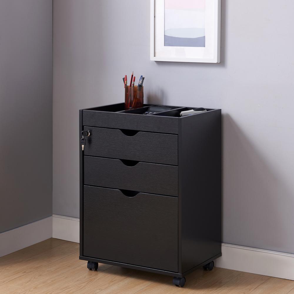 Furniture Of America Dune Black Mobile File Cabinet With Locking