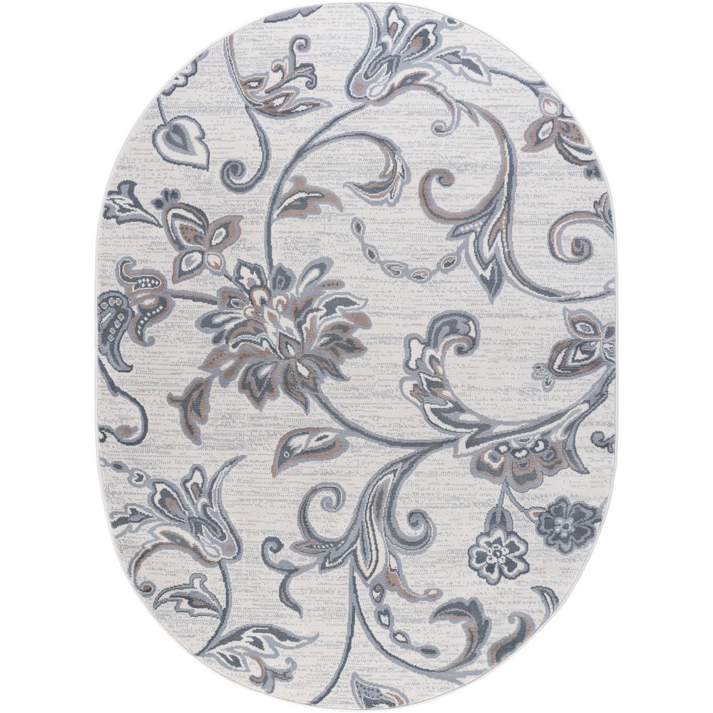 Tayse Rugs Madison Cream 5 ft. x 7 ft. Oval Area RugMDN3517 5x8OVL