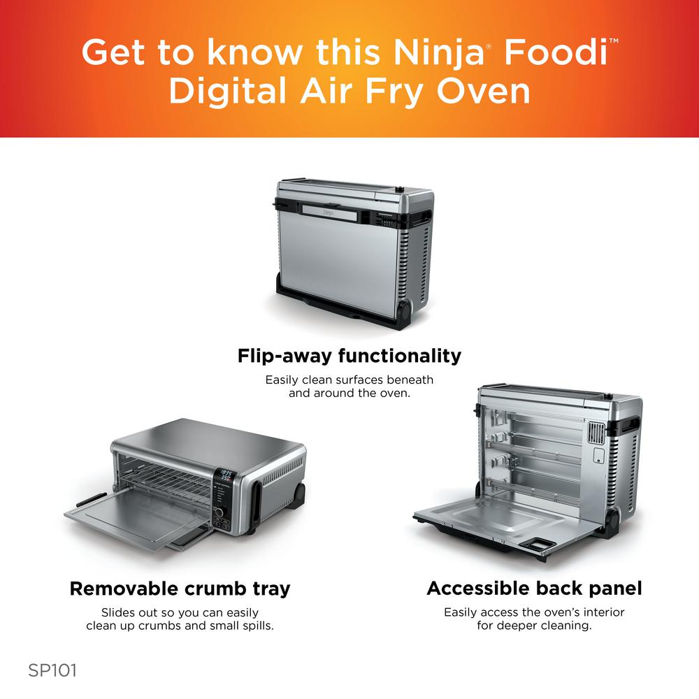 Ninja Stainless Steel Foodi Digital Air Fry Oven Convection Oven Toaster Air Fryer Flip Away For Storage Sp101 The Home Depot