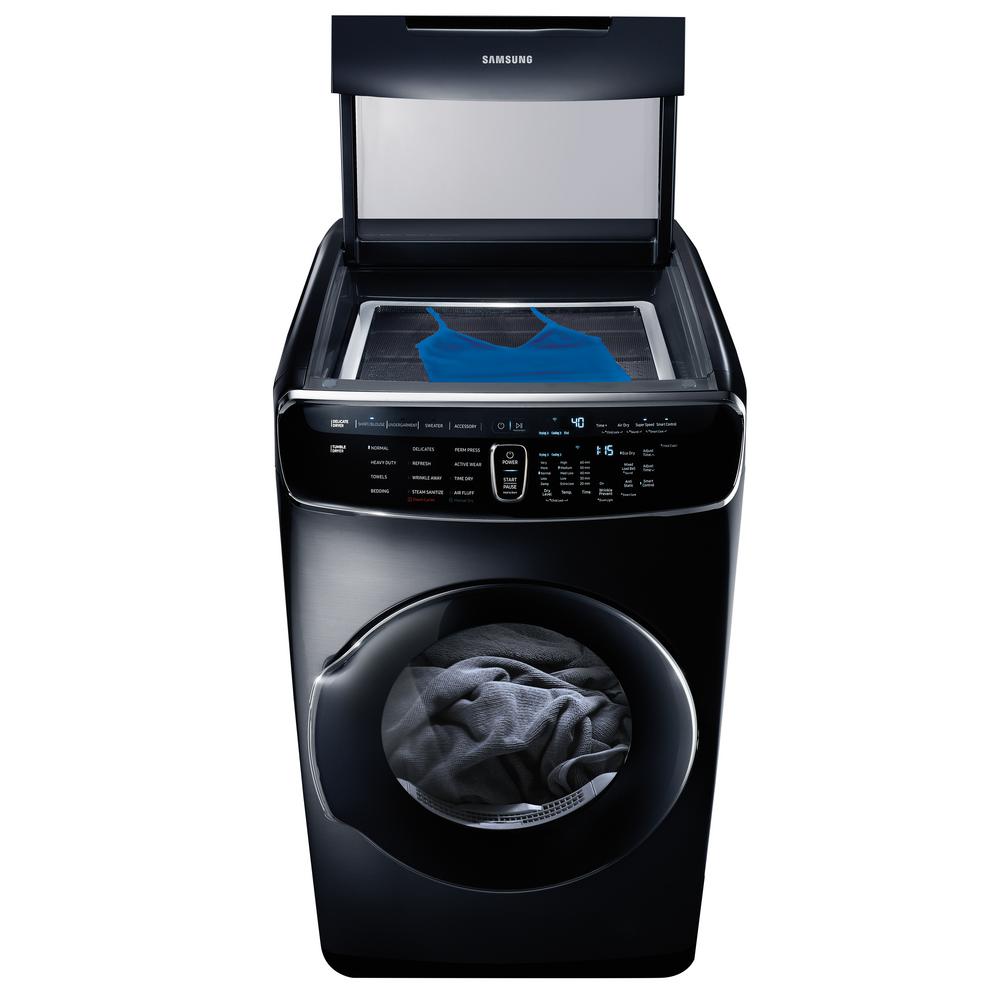 7.5 Total cu. ft. Electric FlexDry Dryer with Steam in Black Stainless