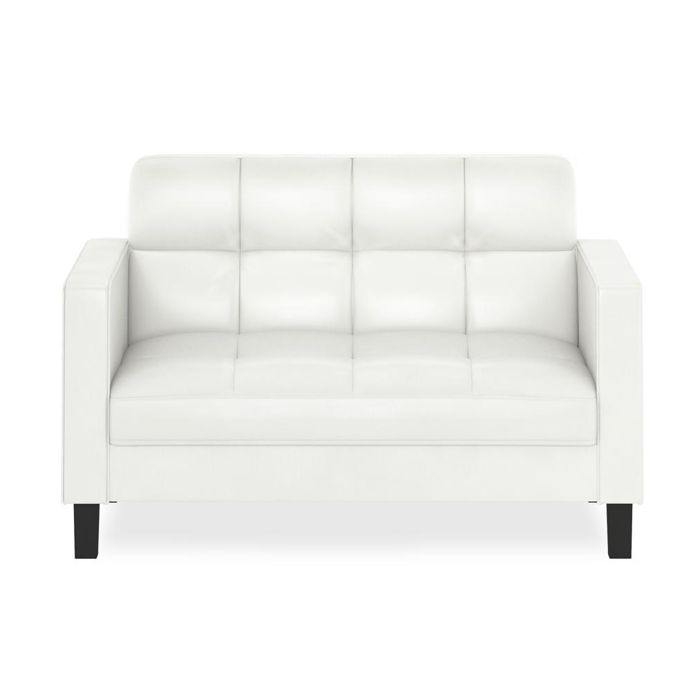 white pleather couch