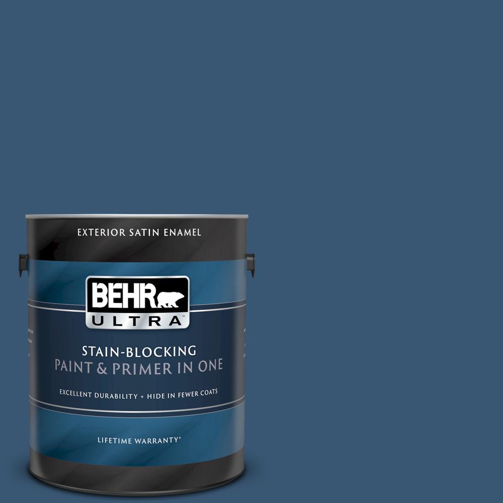 BEHR ULTRA 1 gal. M5006 Express Blue Satin Enamel Exterior Paint and