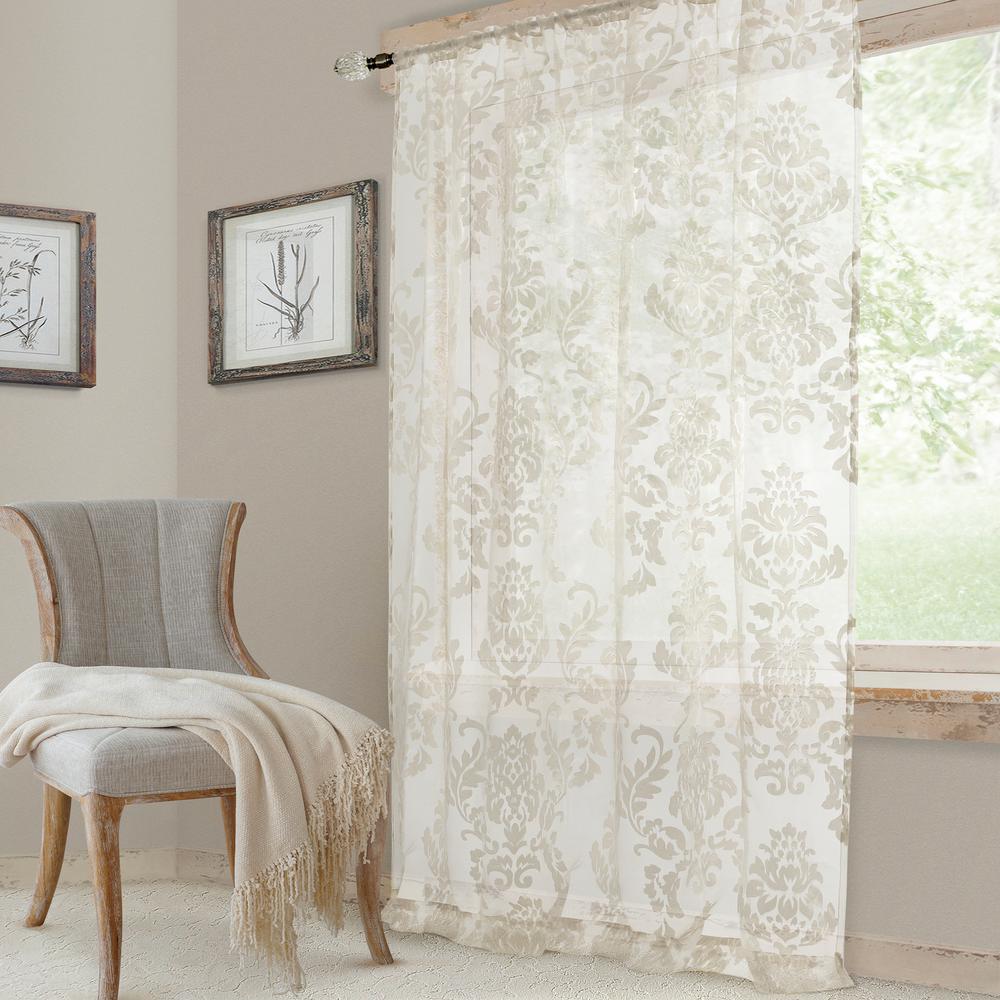 Elrene Valentina Sheer White Single Window Curtain Panel 52 In