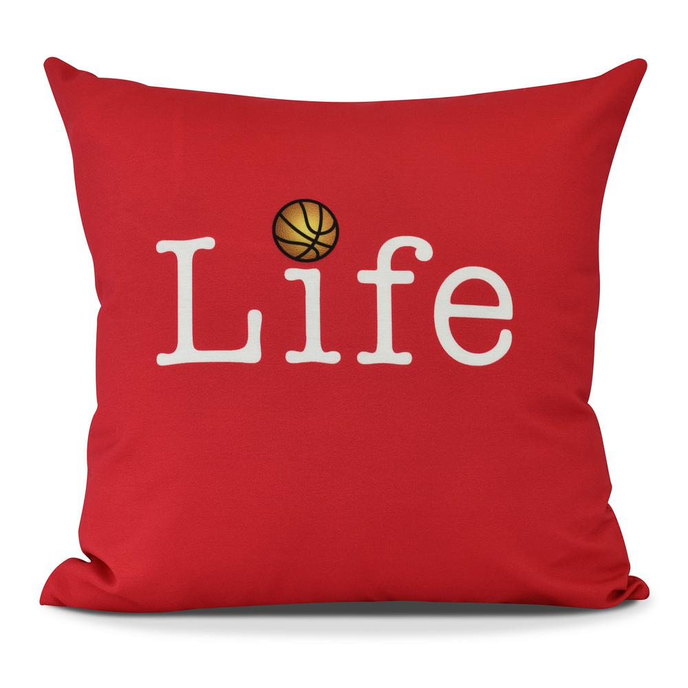 Life Basketball 20 In Red Word Print Throw Pillow Pw871r1 20