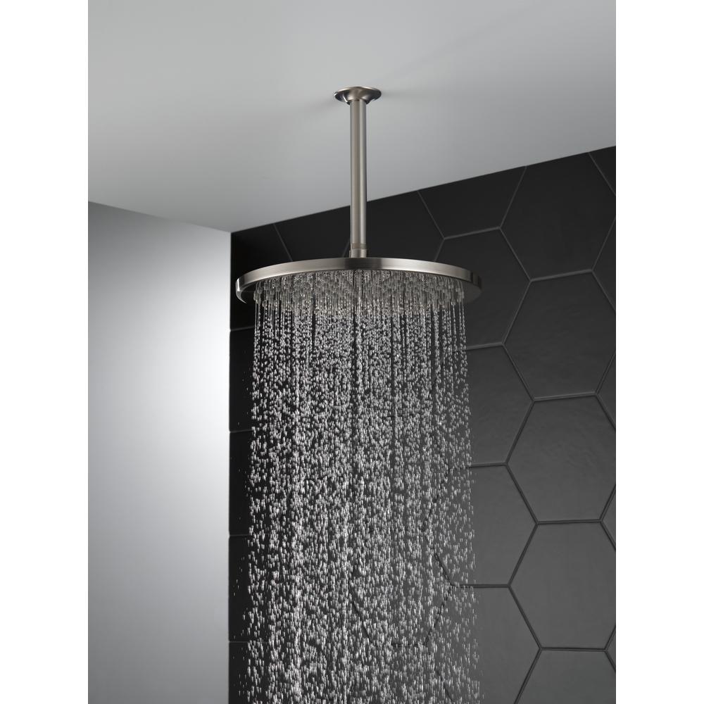 Delta 1 Spray 11 8 In Single Wall Mount Fixed Rain Shower Head In Stainless Ss25 The Home Depot