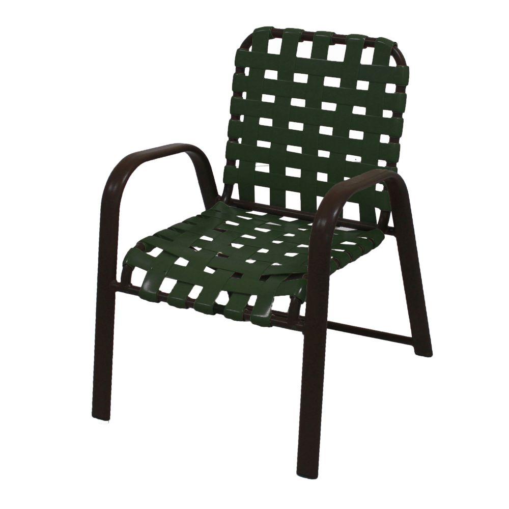 Marco Island Dark Cafe Brown Commercial Grade Aluminum Patio Dining Marco Island Dark Cafe Brown Commercial Grade Aluminum Patio Dining Chair With Green Vinyl Cross Straps