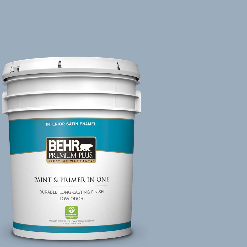 Behr Premium Plus 5 Gal 560f 4 Russian Blue Satin Enamel Low Odor 560f 4 Russian Blue Satin Enamel Low Odor Interior Paint And Primer In One