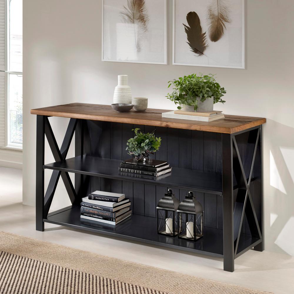 Reviews for Welwick Designs 30 in. Black/Reclaimed Barn Wood 2shelf