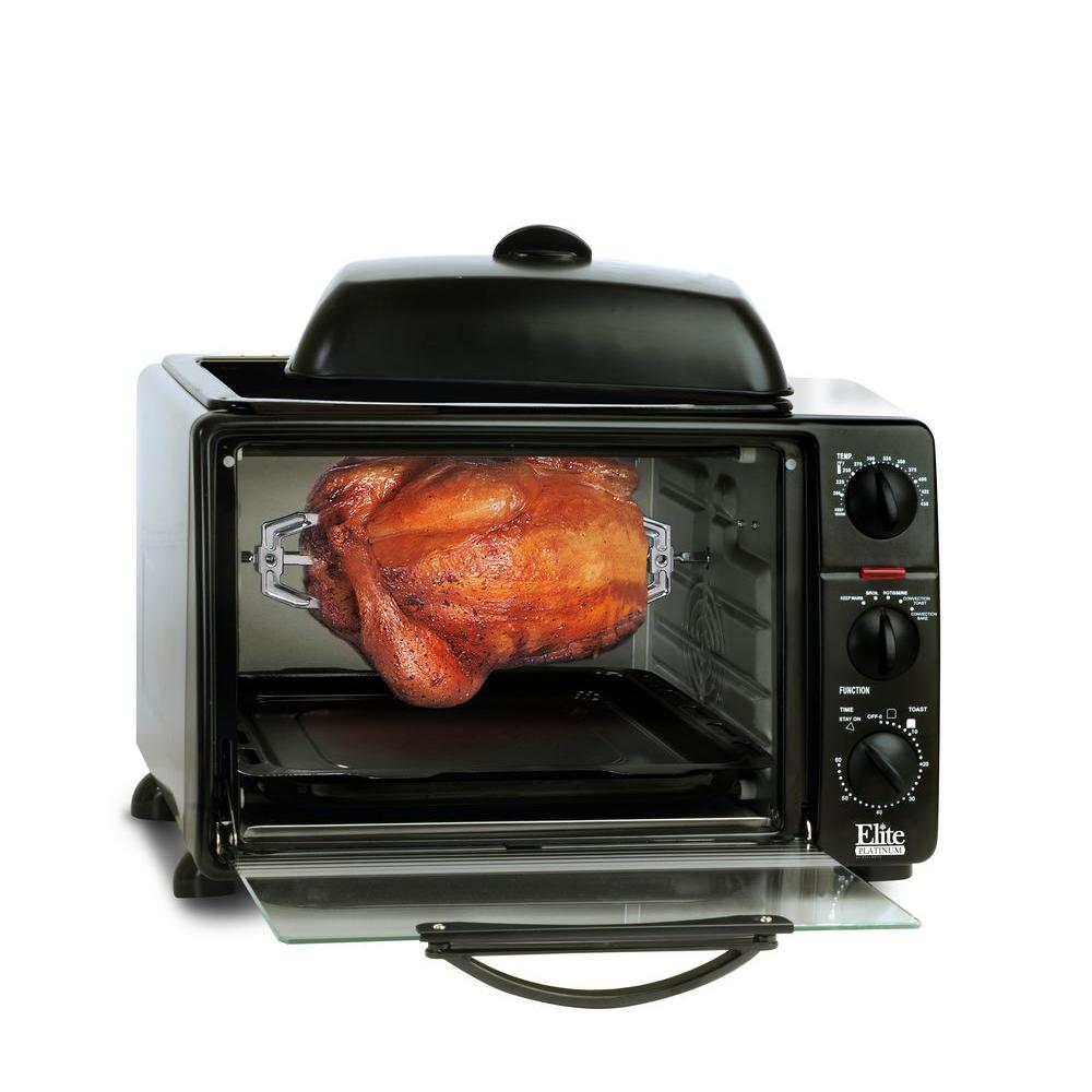 Elite Platinum Black Toaster Oven Ero 2008sc The Home Depot