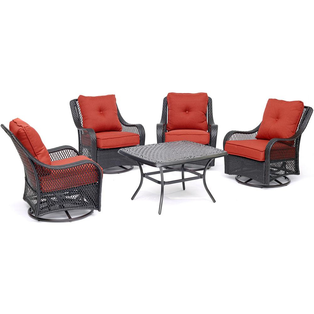 Hanover Orleans 5 Piece Metal Patio Conversation Set With Cast Top