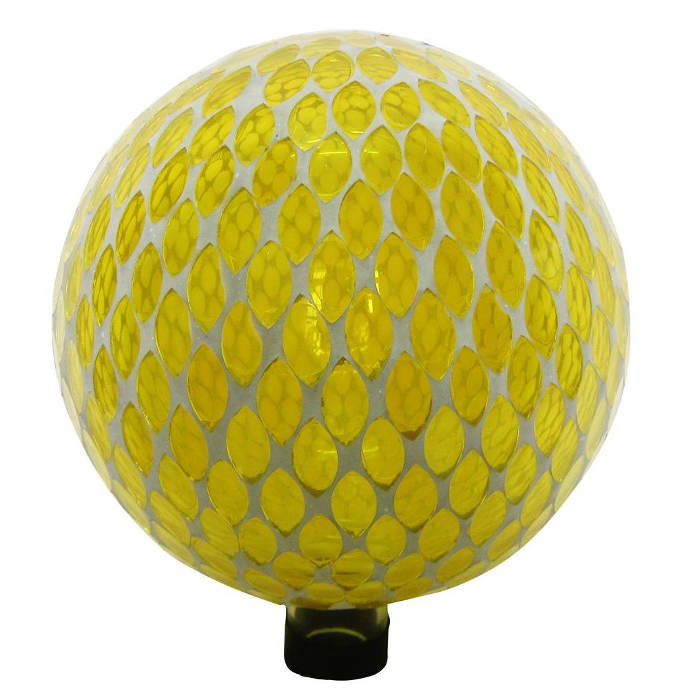 Alpine 10 in. Yellow Mosaic Gazing GlobeGRS686YL The Home Depot