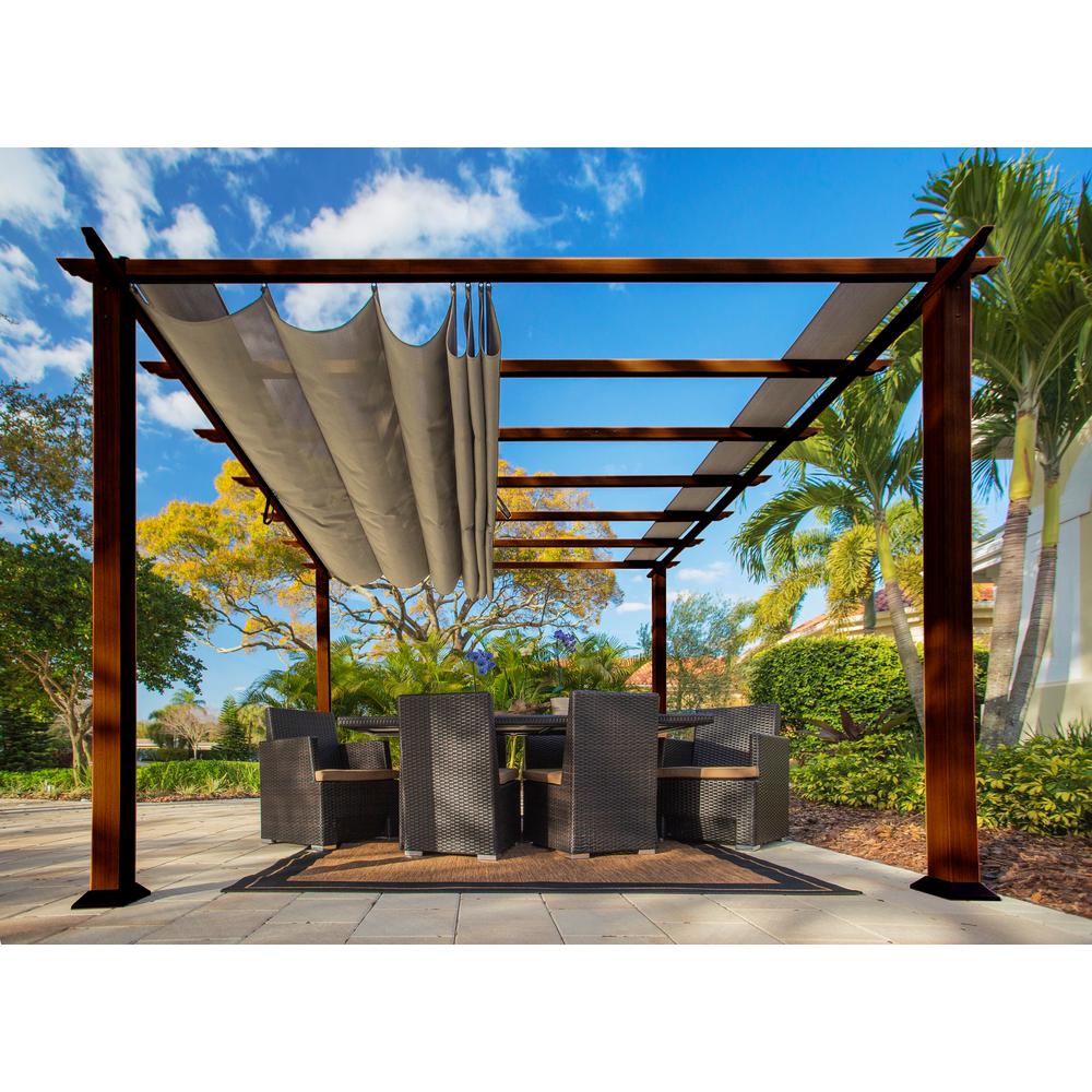 Paragon 11 ft. x 11 ft. Aluminum Pergola with the Look of Chilean Wood