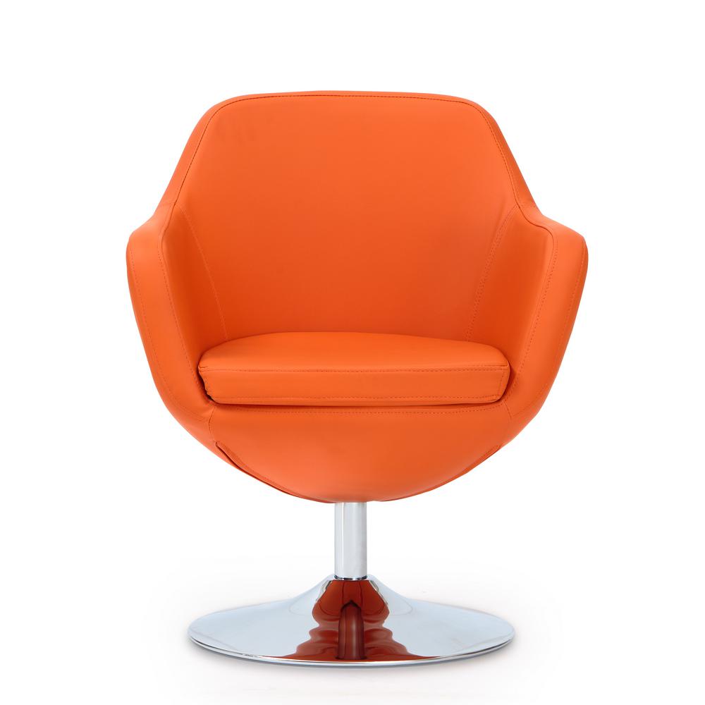 Ceets Burnt Orange Caisson Leatherette Swivel Accent Chair