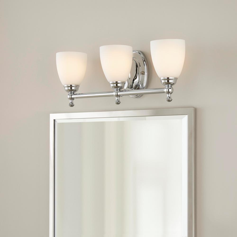 Hampton Bay Solomone 3 Light Polished Chrome Vanity Light With Opal Glass Shades Cp3563 The Home Depot