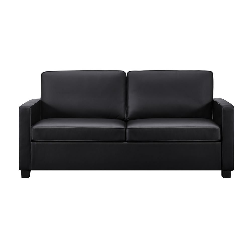 Casey Queen Size Black Faux Leather Sleeper Sofa 2152007 The Home Depot