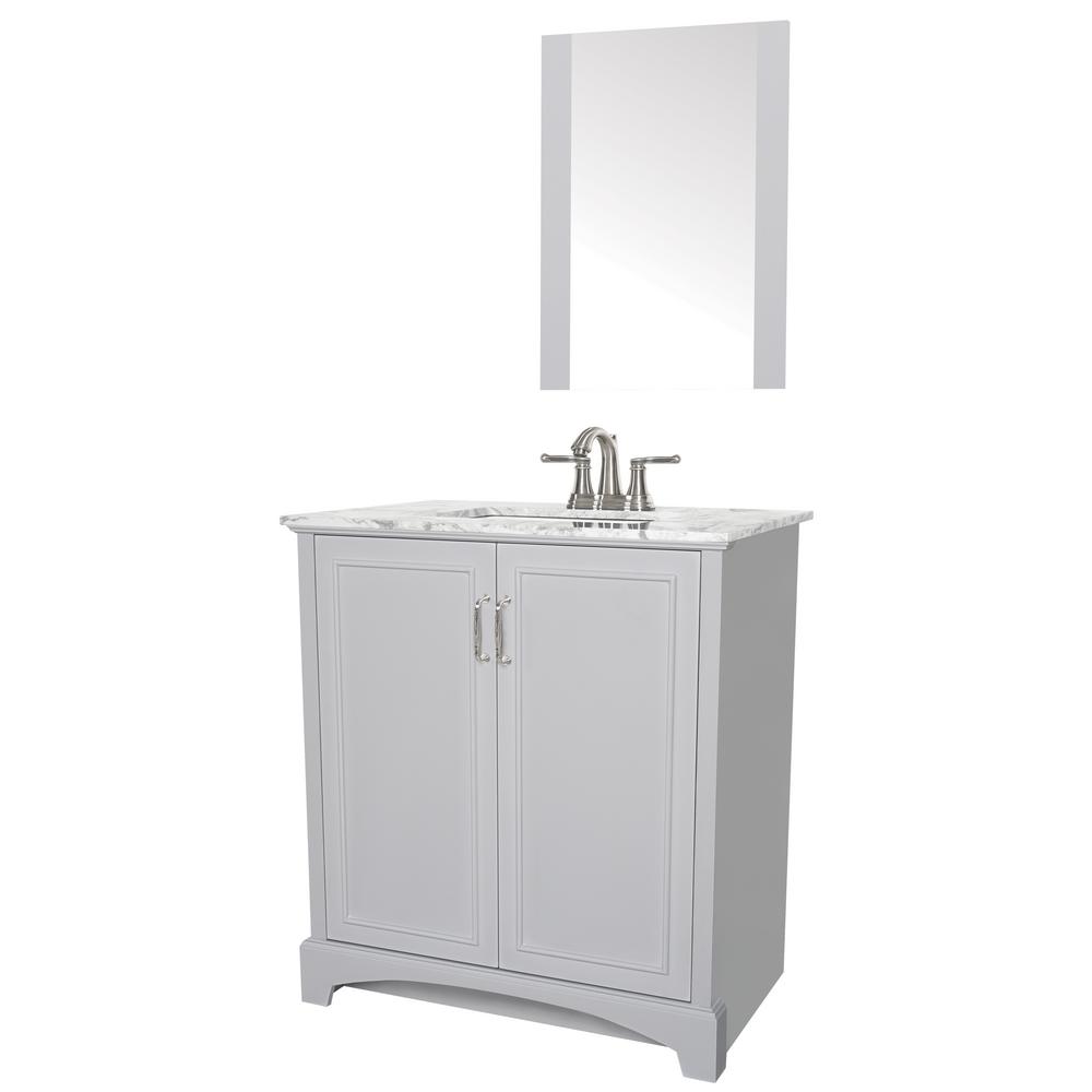 Sheffield Home Madison 30 in. W x 19 in. D Bath Vanity in Gray with Engineered Stone Vanity Top