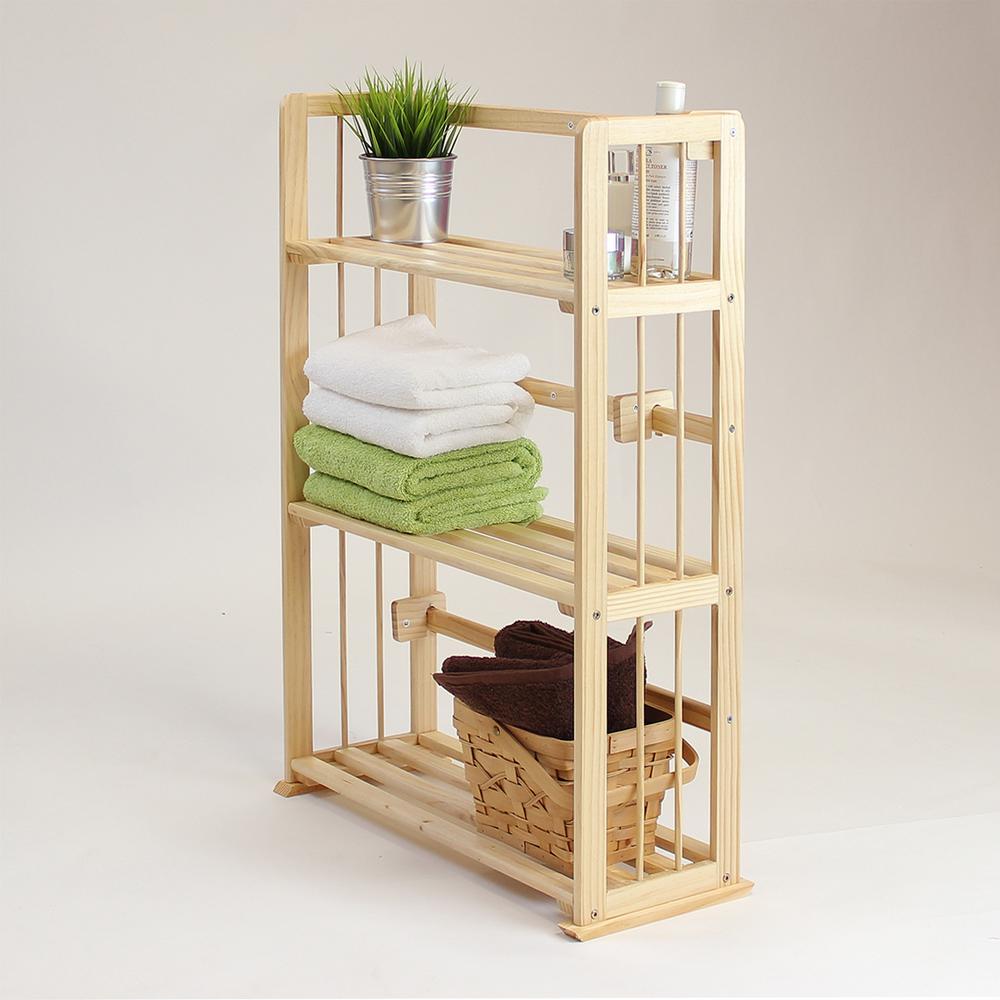 Llytech Inc Pine Natural Color 3-Shelf Solid Wood Open Bookcase-FNCL ...