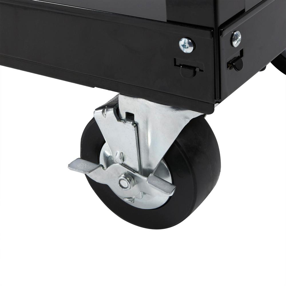 HUSKY Black Rolling Tool Cart 36" 3Drawer W/ Wood Top PushBar Side
