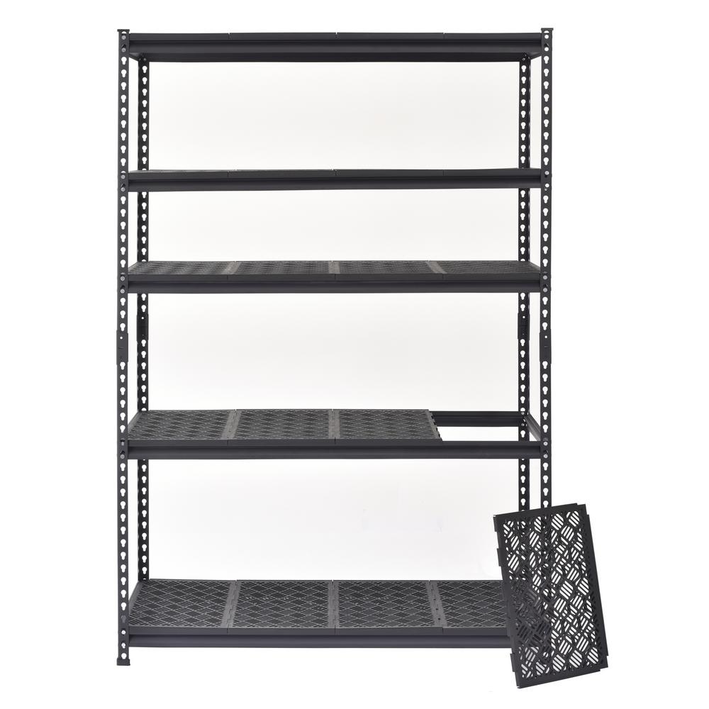 Muscle Rack Black 5 Tier Steel Garage Storage Shelving Unit 48 In W X 72 In H X 18 In D Urp481872 P The Home Depot