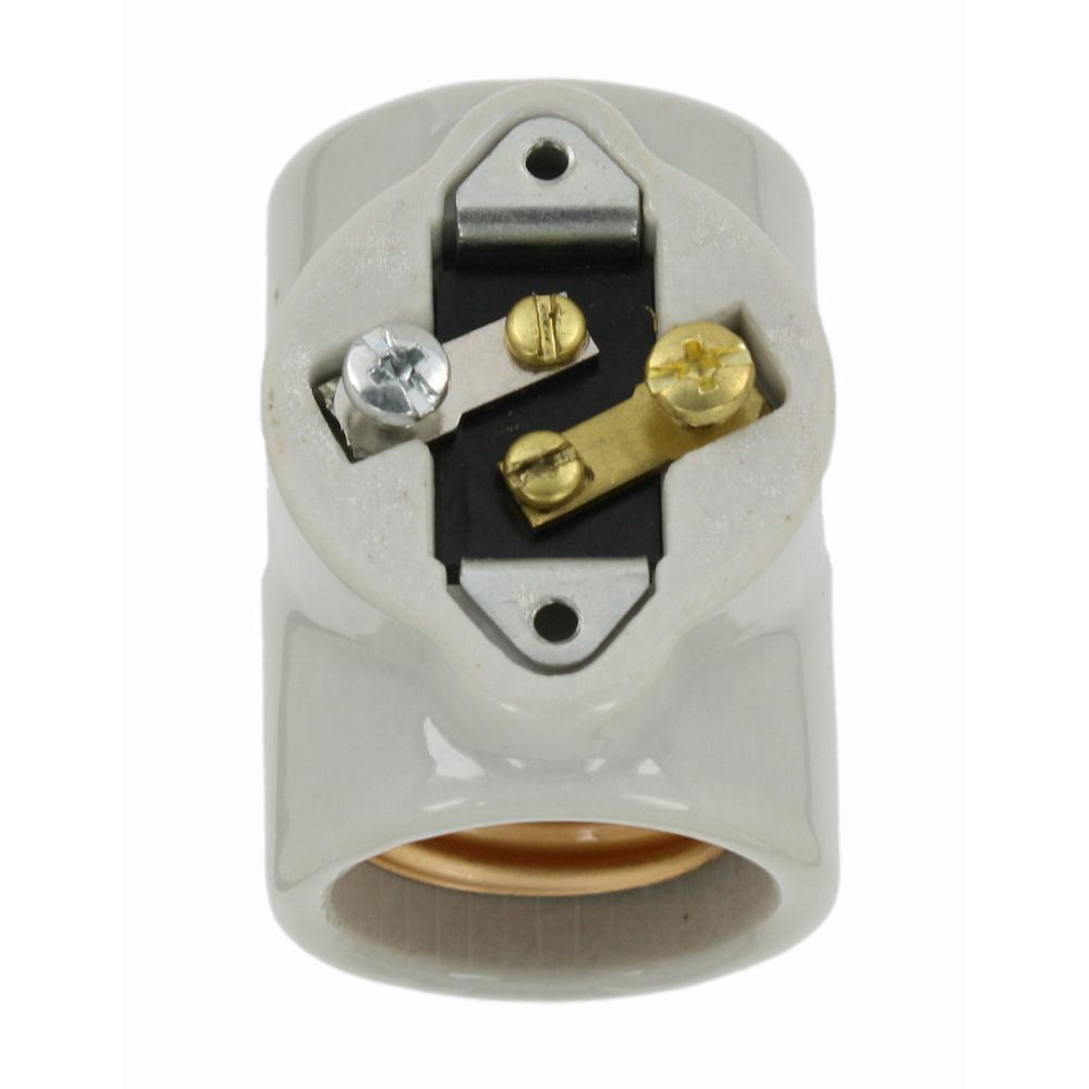 Leviton 660W Medium Base OnePiece Single Circuit Keyless Glazed Porcelain Dual Socket