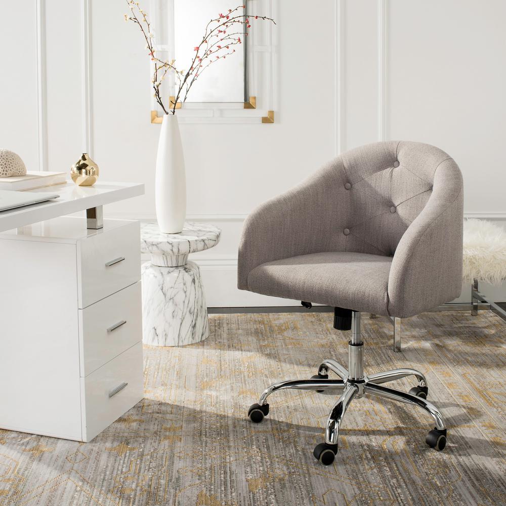 Safavieh Amy Gray/Chrome Linen Swivel Office ChairOCH4500A The Home