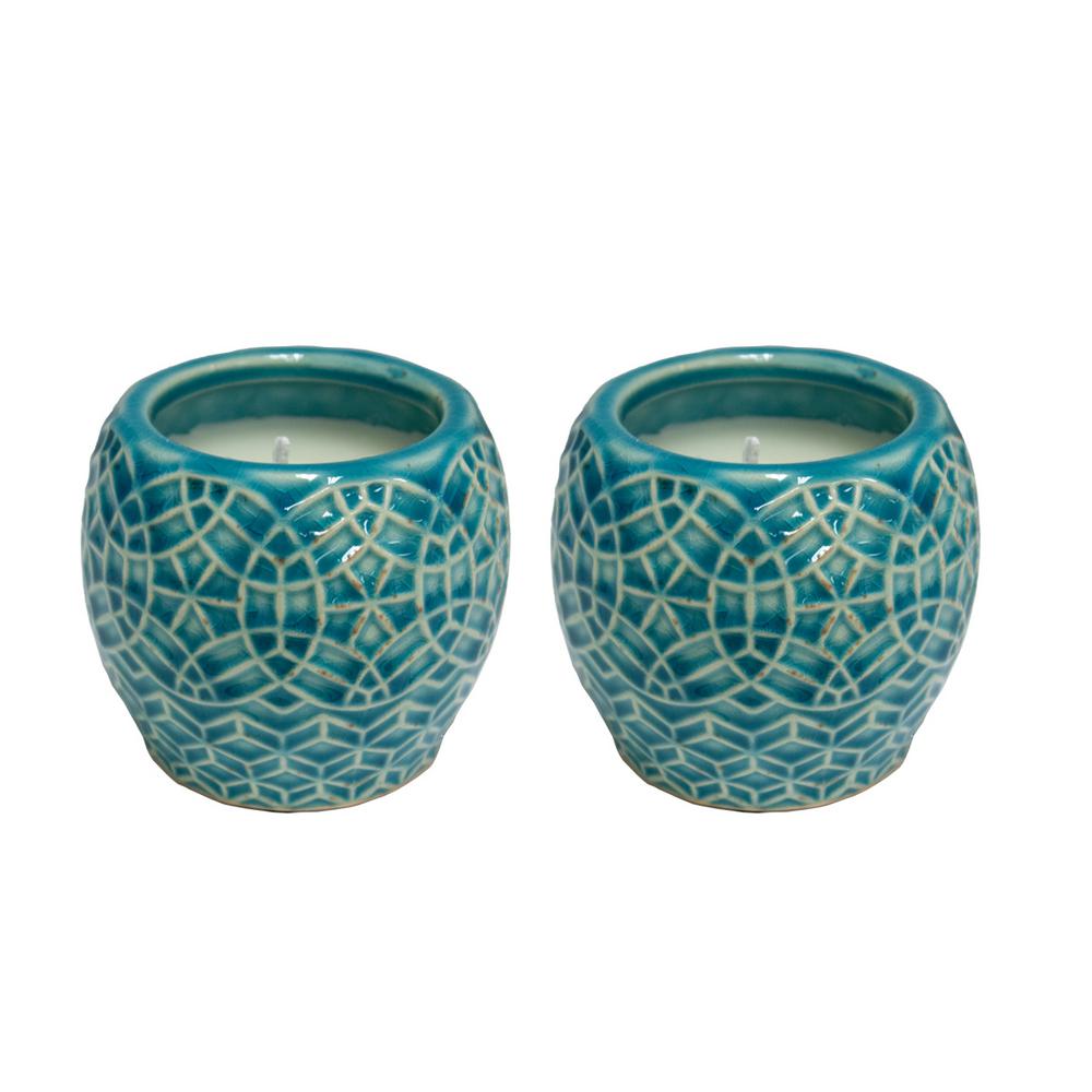 Trendspot 3 5 In Aqua Blue Rivage Citronella Candles Set Of 2