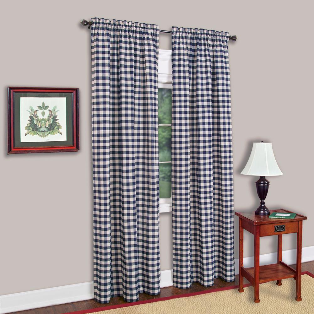 Achim Buffalo Check Navy Polyester And Cotton Light Filtering