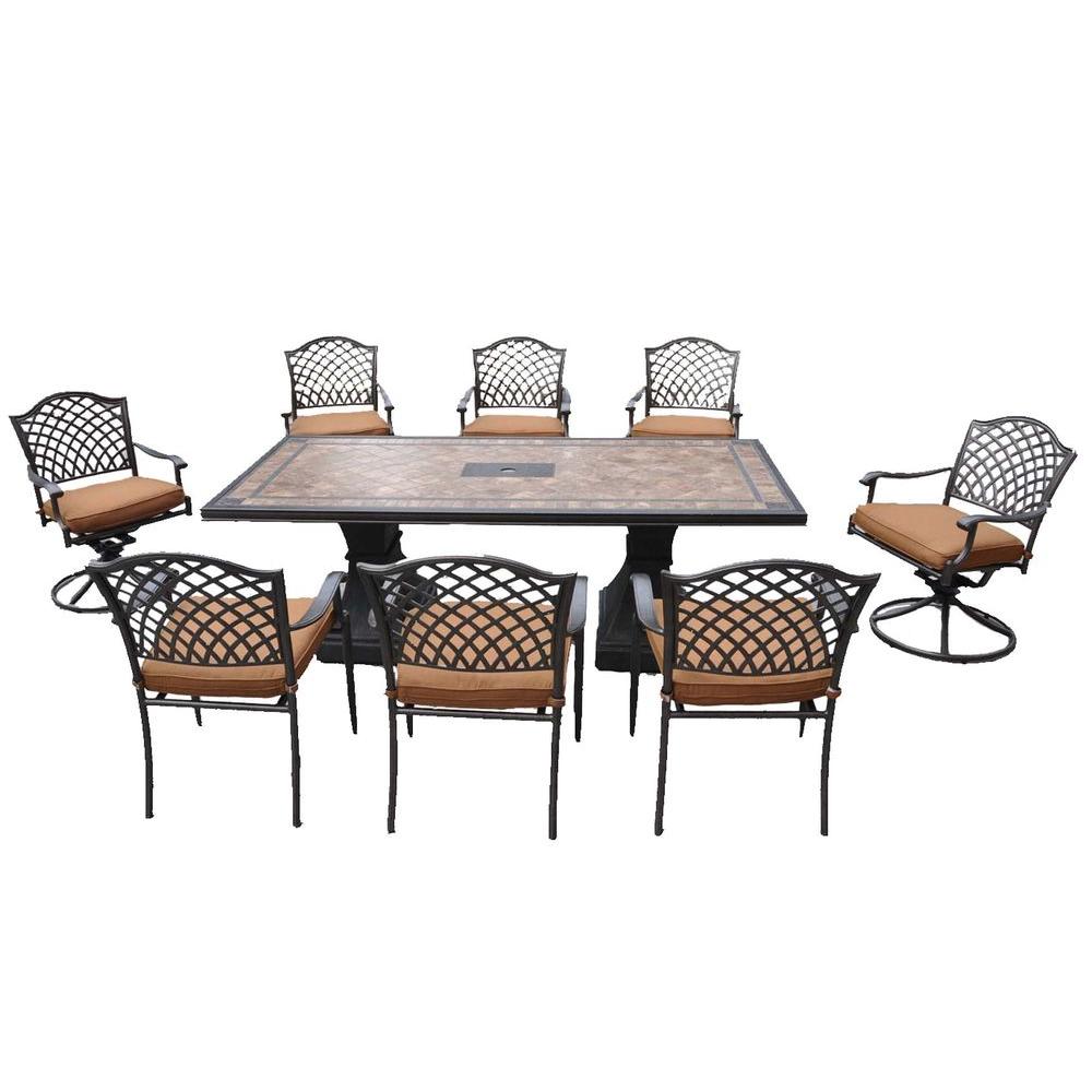 Hampton Bay Shelbyville Patio Dining Chairs with Spiced Brown Cushions ...